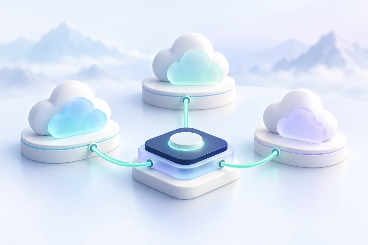 Three clouds connected to one central control platform